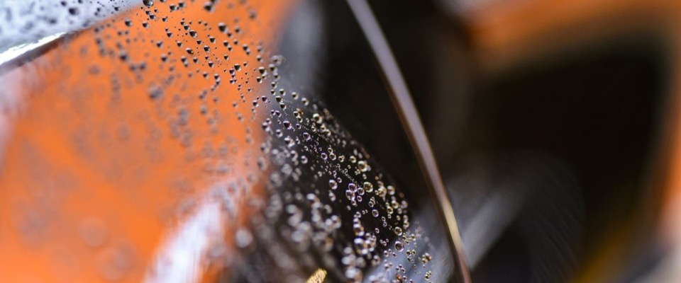 Water beading on ceramic-coated car paint